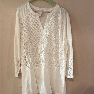 Chico's White Lace Accent Tunic